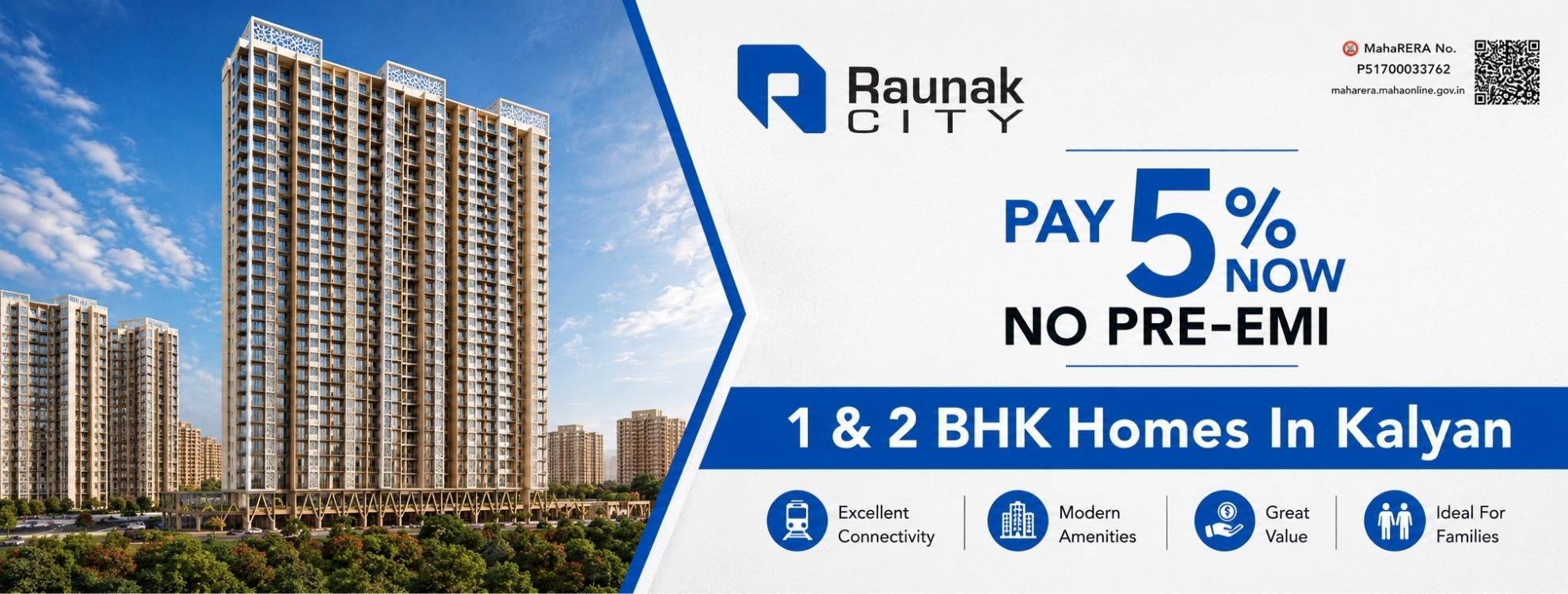 1 BHK flat in Kalyan near station - Raunak City